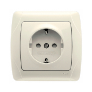 Розетка с заземлением со шторками VIKO CARMEN, 90562042, крем