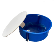 Коробка распределительная под гипсокартон d 100 мм, металлические лапки, синяя