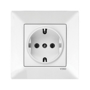 Розетка одинарная с заземлением VIKO Meridian, 90970008-WH, белая