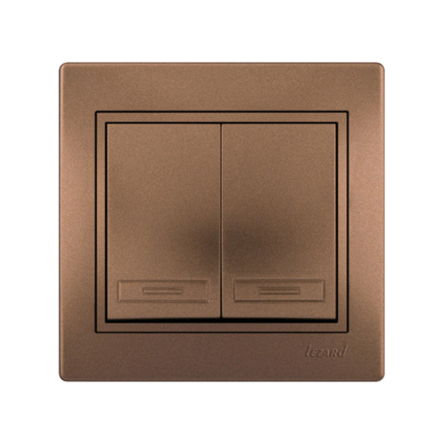 Вимикач Lezard MIRA двоклавішний, світло-коричневий перламутровий, 701-3131-101 - 1