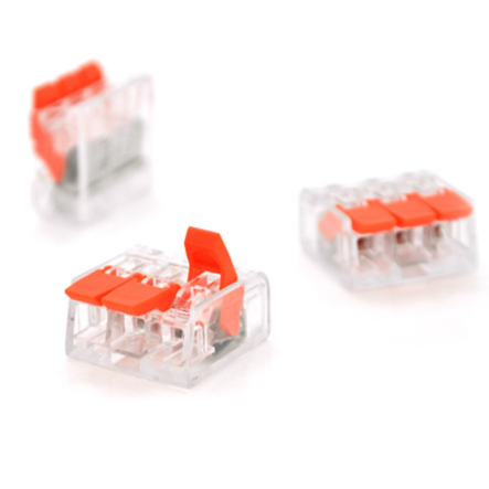 Клеммник 3* (0,08-4мм.кв.)/32А самозажимной, прозрачно-оранживый - 1