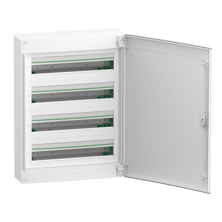 Щит накладной пластиковый SCHNEIDER PrismaSeT XS LVSXQ424, 96 модулей, IP40, белые двери, 4ряда/24М