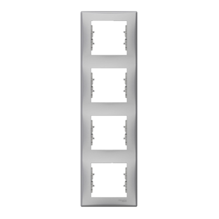 Рамка 4 поста вертикальная Schneider Electric Sedna, алюминий, SDN5802060 - 1