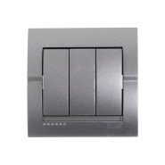 Вимикач Lezard DERIY триклавішний, темно сірий металік, 702-2929-109