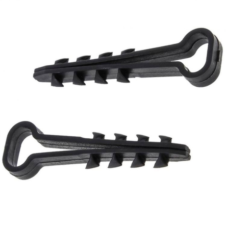 Дюбель-ялинка, затискач, для плоского кабелю D12мм, чорний - 1