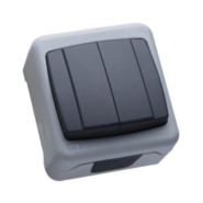 Выключатель 2-клавишный, IP55, серый, Makel, 36064003