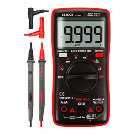 Мультиметр TRUE RMS електричних параметрів YATO YT-73089 з LCD-цифровим діапазоном 9999 - 1