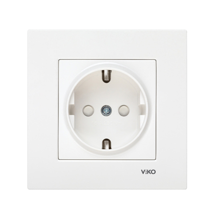 Розетка із заземленням с защитными шторками VIKO KARRE, 90960042, біла - 1