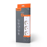 Удлинитель сетевой 4 гнезда 3м  (3x1.5мм) с з/з, белый, VIDEX ONCORD, VF-PD43G-W