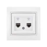 Розетка телефонная евро Lezard MIRA, двойная, белая, 701-0202-138
