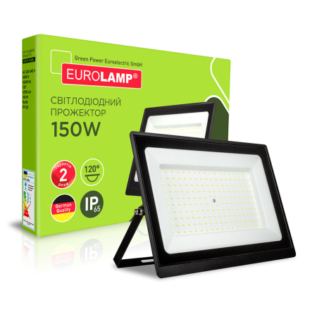 Прожектор EUROLAMP LED "B", 150W, 6500K, черный с радиатором, LED-FL-150(B) - 1