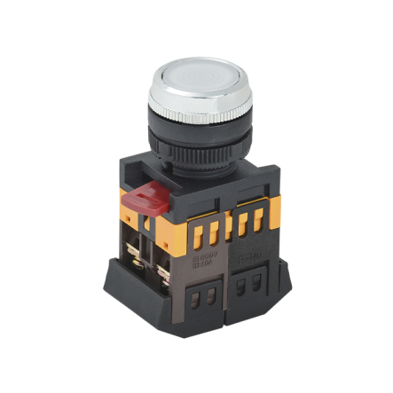Кнопка IEK ABLFS-22 белая d22мм неон/240В 1з+1р - 1