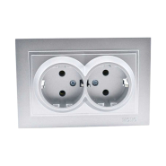 Розетка 2-я с заземлением, Mono Electric, DESPINA, серебро, 102-212104-120