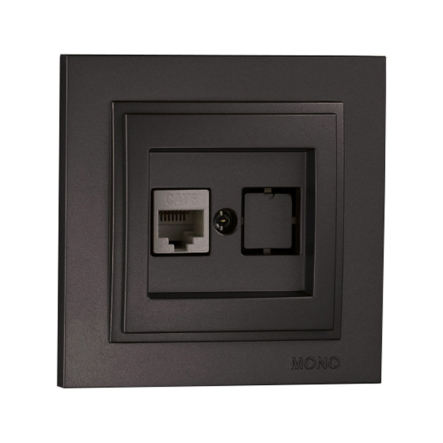 Розетка 1-а комп'ютерна Mono Electric, DESPINA, графіт, 102-202005-125 - 1