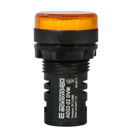 Вольтметр цифровой АСКО-УКРЕМ AD22-22DVM желтый, ⌀22мм DC 5-30B, A0190010013