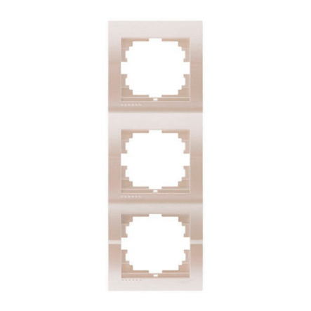 Рамка Lezard DERIY тримісна, вертикальна, перлинно-білий металік, 702-3000-153 - 1