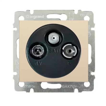Розетка телевізійна TV/FM/SAT кінцева 10 дб. LEGRAND Valena, 774336, слонова кістка - 1