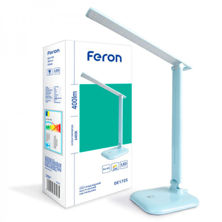 Настольная лампа FERON DE1725 30LED 9W 6400К IP20 36х15х15 см голубая (см. 7796), DE1725 гол - 1