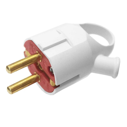 Вилка штепсельная LXL 317WHP, с заземлением, с ручкой, белая - 1