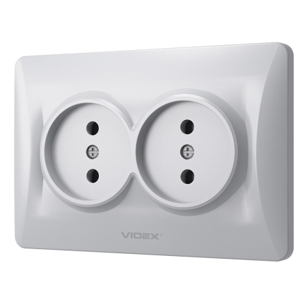 Розетка VIDEX BINERA двойная, серебряный шелк, VF-BNSK2-SS - 5