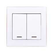 Выключатель Lezard RAIN двухклавишный, с подсветкой, белый, 703-0288-112