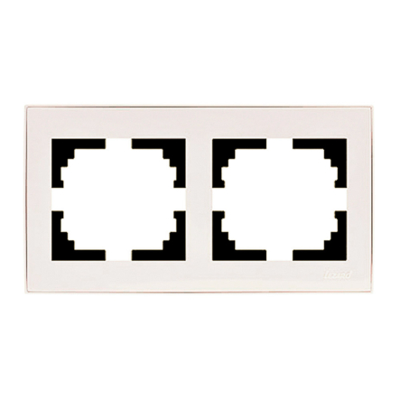 Рамка Lezard RAIN двухместная, горизонтальная, жемчужно-белый перламутр, 703-3030-147 - 1