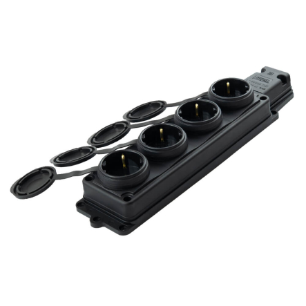 Розетка каучуковая VIOLUX 930730, 16 А, 240 В, 2P+PE, 3,5 кВт, IP44, с крышкой, четверная - 1