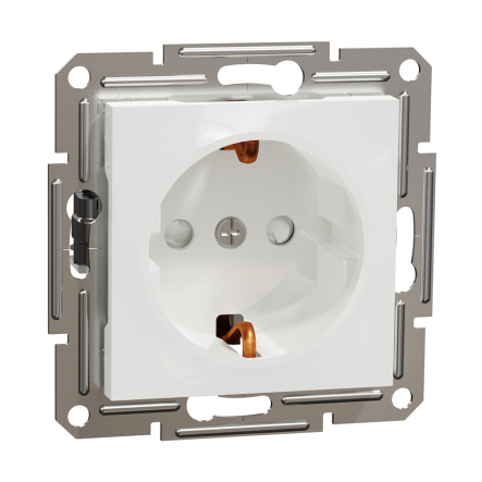 Розетка 1я с з/к со шторками, без рамки, Schneider Electric ASFORA, белая, EPH2970221 - 1