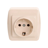 Розетка с заземлением Lezard DEMET, одинарная, крем, 711-0300-122