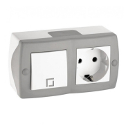Выключатель 1кл+ розетка 1-я з з/к Mono Electric, OCTANS, IP20, 104-010101-183