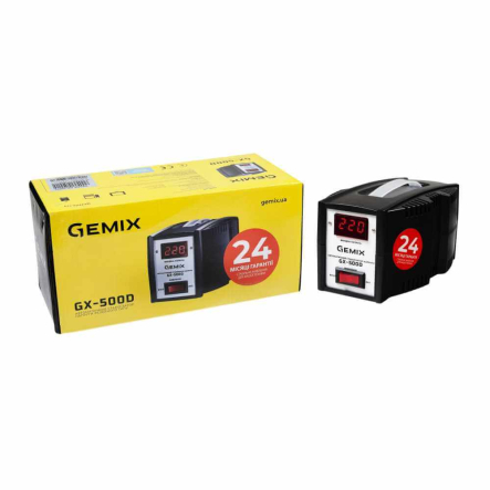 Стабилизатор напряжения Gemix GX-500D, 350 Вт, релейный цифровой