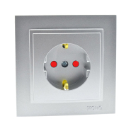 Розетка 1-я с заземлением, и защитой для детей Mono Electric, DESPINA, серебро, 102-212121-119
