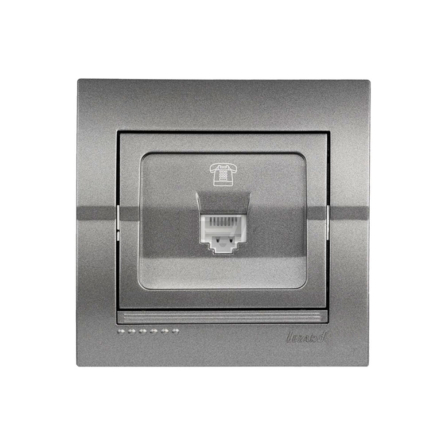 Розетка телефонная евро Lezard DERIY, темно серый металлик, 702-2929-137 - 1