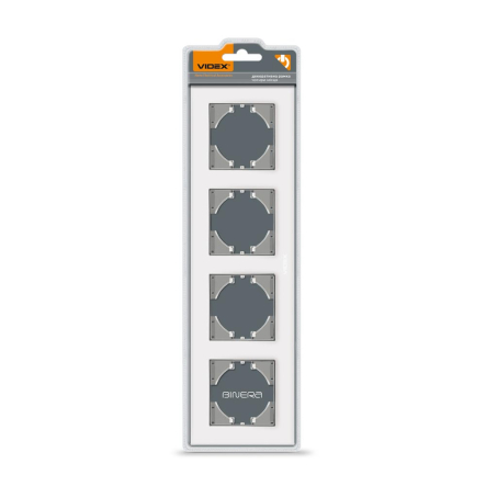 Рамка VIDEX BINERA, белое стекло, 4 поста, горизонтальная, VF-BNFRG4H-W - 1