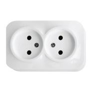 Розетка двойная HOROZ накладная, белая, EVA, 112-003-0002-010