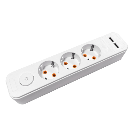 Колодка 3 гнізда із заземленням + вимикач + 2 USB Lynx TNSy5000740 - 1