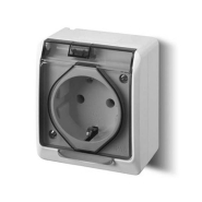Розетка накладная, дымчатая, IP44, Elektro-Plast Hermes, 0324-01