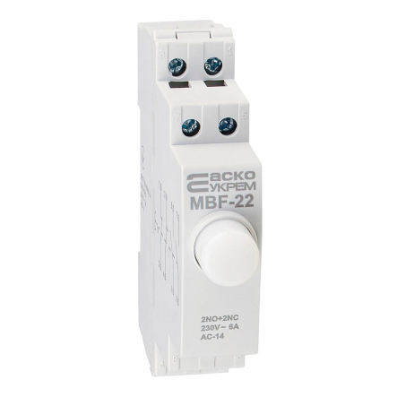 Кнопка на DIN-рейку 2NO+2NC 230V АС МВ-22 белая, ACKO-УКРЕМ, A0150010112