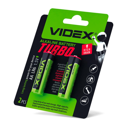 Батарейка щелочная VIDEX LR06T/AA Turbo 2pcs blister, 24238
