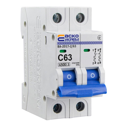 Автоматический выключатель АСКО-УКРЕМ ВА-2017 2р, 63А С, A0010170018