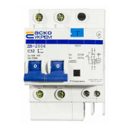 Автоматический выключатель дифференциального тока АСКО-УКРЕМ ДВ-2006, 2р, C 32А/30 мА, A0030030003