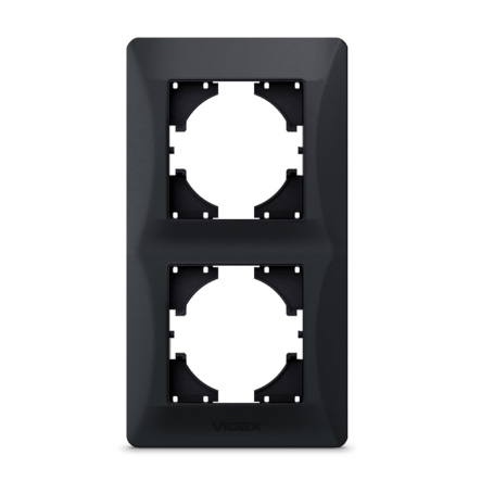 Рамка VIDEX BINERA, черный графит, 2 поста, вертикальная, VF-BNFR2V-BG - 1