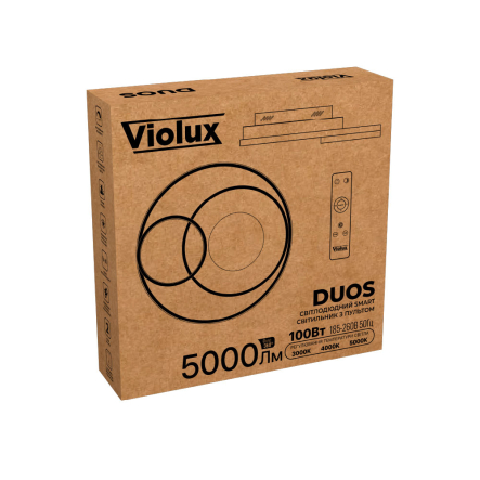 Світильник SMART VIOLUX DUOS 100W, 3000K-5000K, 5000Lm, чорний пульт, 500мм, 220785 - 2