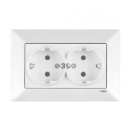 Розетка двойная с заземлением VIKO Meridian, 90970056-WH, белая