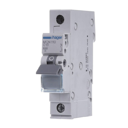 Автоматичний вимикач HAGER MCN110, 1P, 10A, С 6kA, 1M - 1