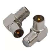 Перехідник шт.ант.TV-гн.ант.F, кутовий, корпус металевий, gold pin