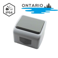Выключатель 1кл. серый 10А IP54 ONTARIO LEDium NV01