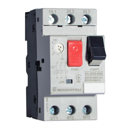 Автоматический выключатель защиты двигателя АСКО-УКРЕМ ВА-2005 М04, 0,4-0,63А, A0010050016