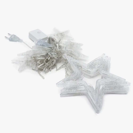 Гирлянда LED Штора от сети, 3x1м, Звезда, 120LED, Тёплый белый 