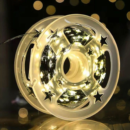 Гирлянда LED Роса от USB 100м, 1000LED + пульт, зелёный шнур, тёплый белый